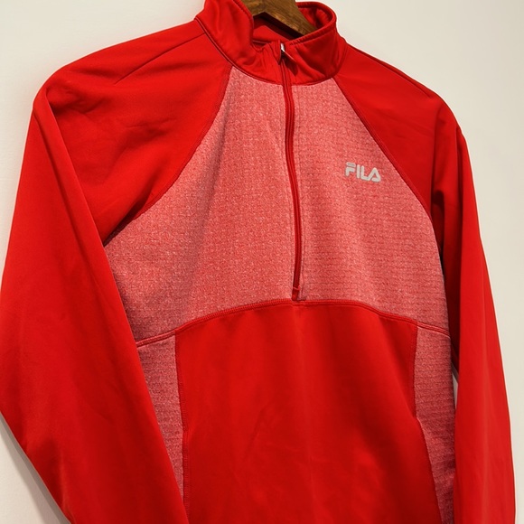 FILA 90s Style Red Half Zip Sport Jacket with Thumb Holes - Picture 3 of 7